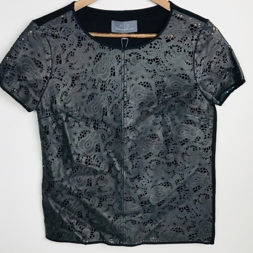 PJK Patterson J. Kincaid Leather Cutout Top - Picture 2 of 7